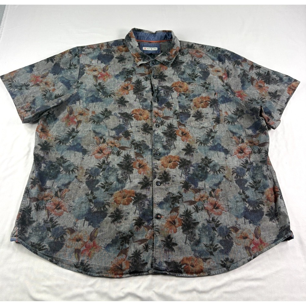 32 Bar Blues Shirt Mens 2XL Floral Button‎ Up Short Sleeve Camp Cotton